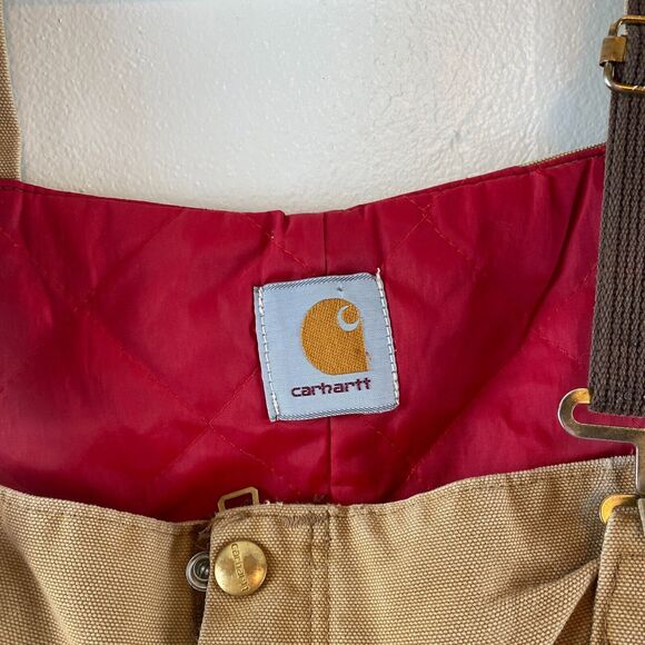 Carhartt Overalls Size L Duck Bib Quilted Double Knee Workwear 14806 USA Vintage - Picture 5 of 16